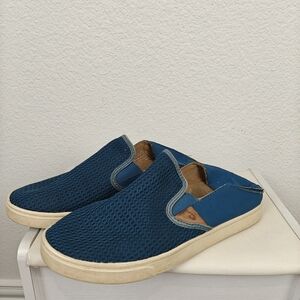 OluKai Pehuea Shoes Womens Blue Mesh Slip On Flat Casual Size 9